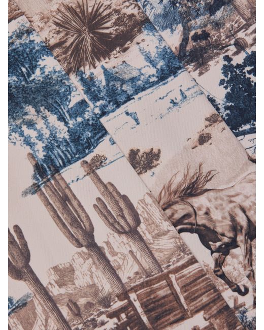 Pantalon Large En Tissu Plissé Nova, À Imprimé Toile Style Western L'Agence en coloris Natural