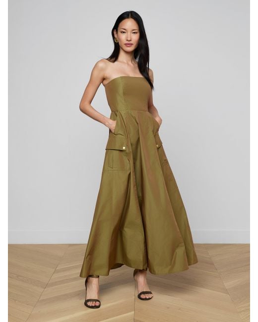 L'Agence Green Nessa Strapless Gown