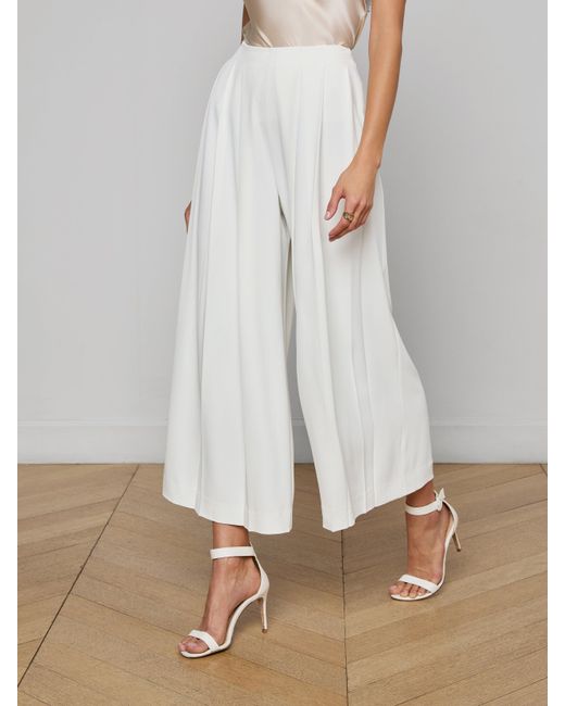 L'Agence White Novalynn Cropped Pleated Pants