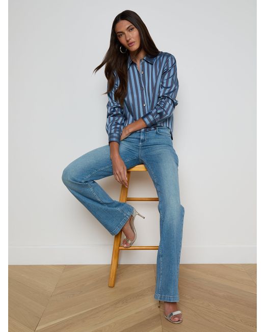 L'Agence Blue Cosette Satin Shirt