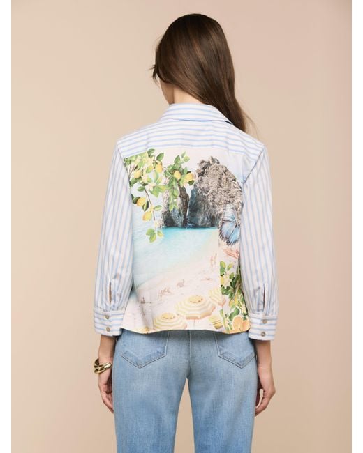 L'Agence Blue Fawn Beach Print Shirt