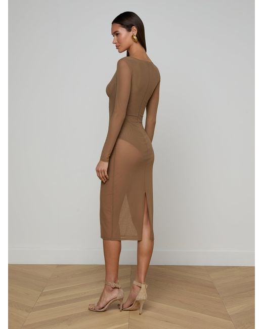 L'Agence Multicolor Sorella Mesh Midi Dress