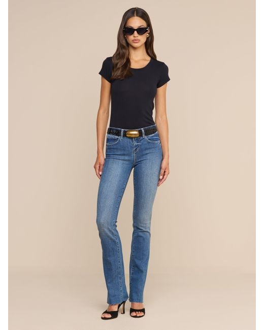 L'Agence Blue Cory Cotton Scoopneck Tee