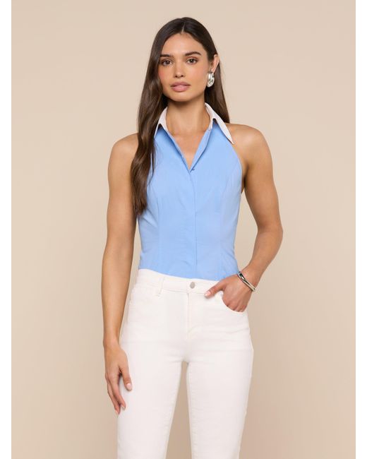 L'Agence Blue 'Agence Rina Poplin Halter Top