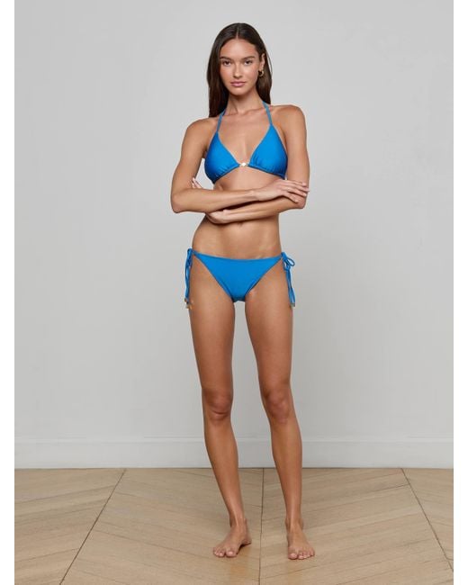 L'Agence Blue Kristin Triangle Bikini Top