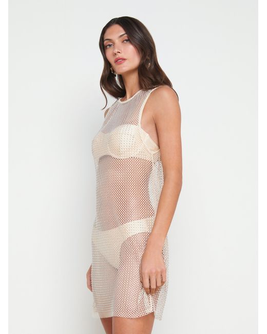 L'Agence White Angela Mesh Cover-up Dress