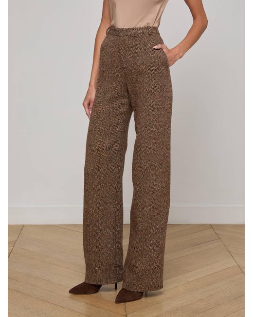 Pantalon Droit Livvy, Motif Chevrons Marron L'Agence en coloris Natural