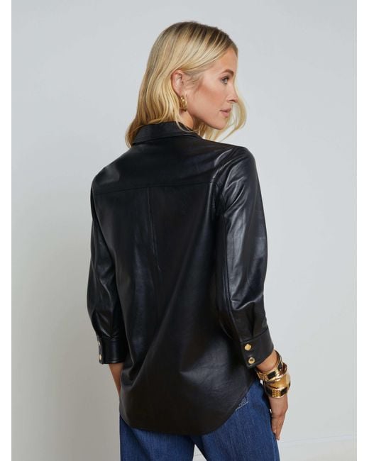 L'Agence Black 'Agence Avina Leather Shirt