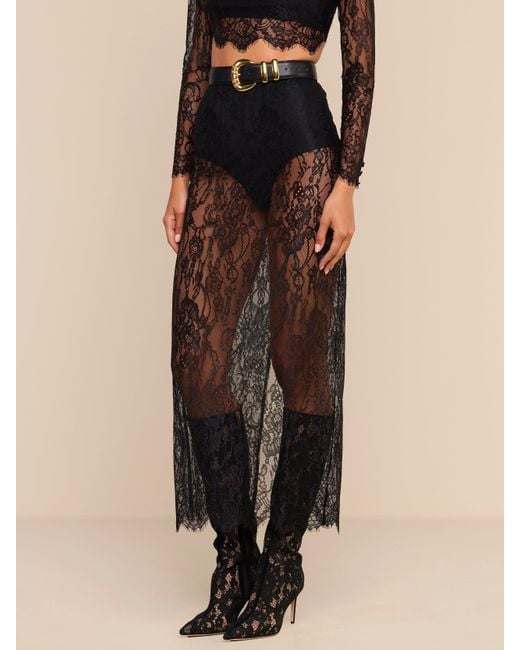 L'Agence Black Raymonde Lace Maxi Skirt