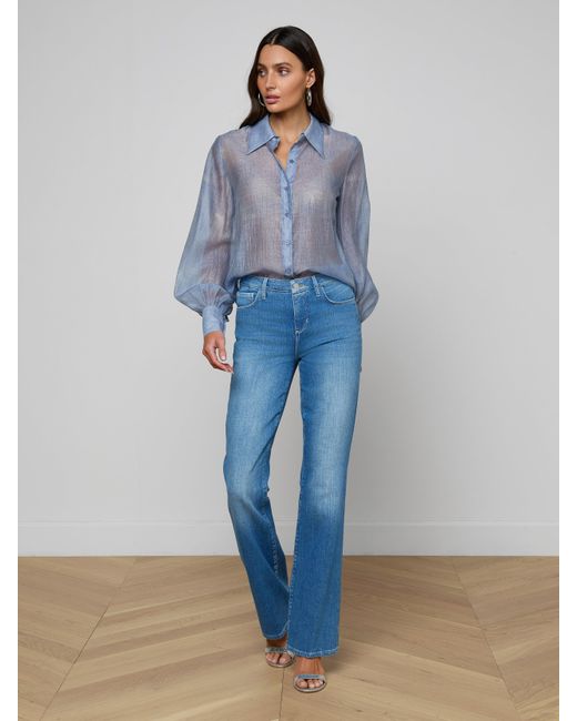L'Agence Blue Jayleen Blouse Top