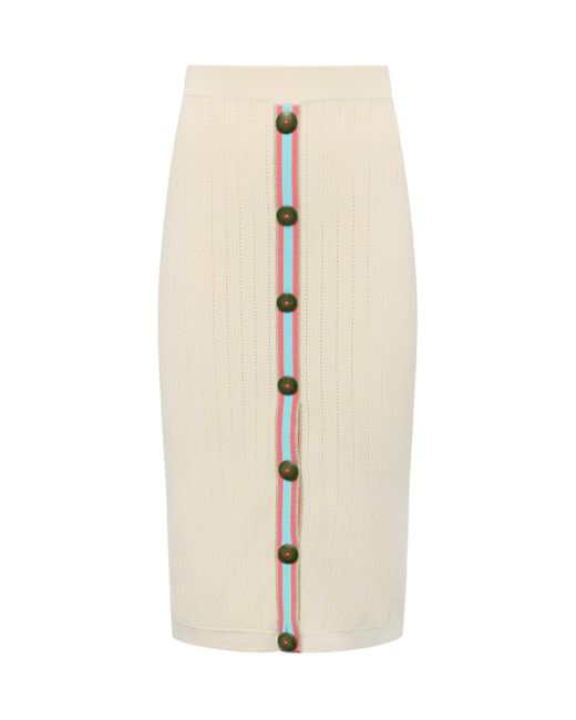 Jupe En Maille Pointelle Melania, Écru/Corail/Bleu Pâle L'Agence en coloris Natural