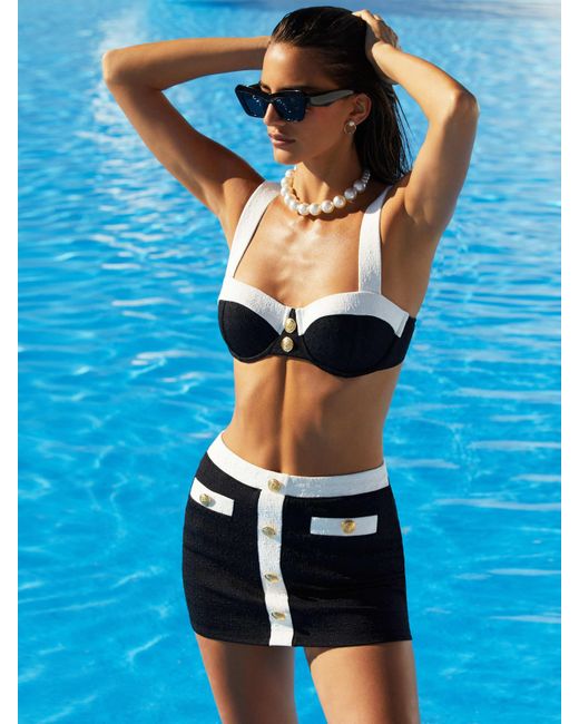 L'Agence Black Coco Color Blocked Skirt Cover Up