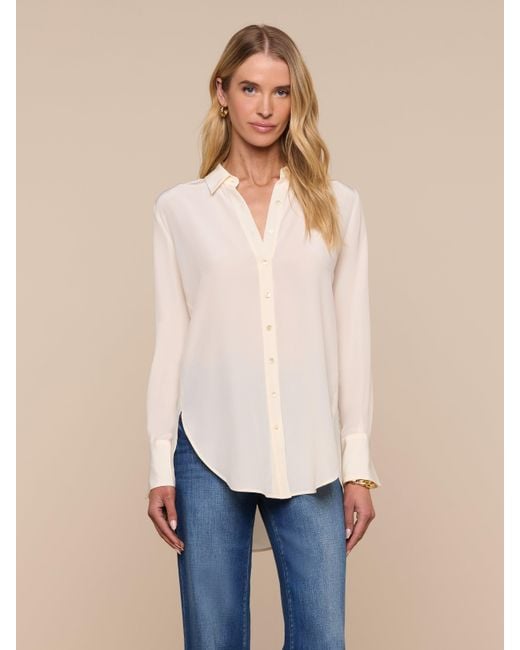 L'Agence Blue Babette Silk Blouse Top