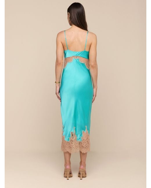 L'Agence Blue Scotly Silk Lace Dress