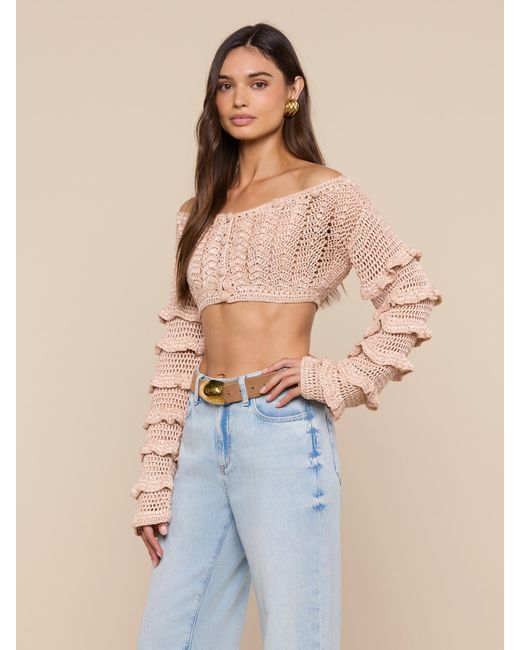 L'Agence Blue Fey Crocheted Top