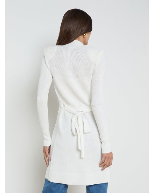 L'Agence White Noe Double-breasted Cardigan