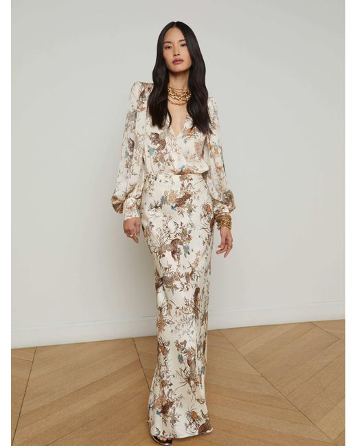L'Agence White Zeta Satin Maxi Skirt