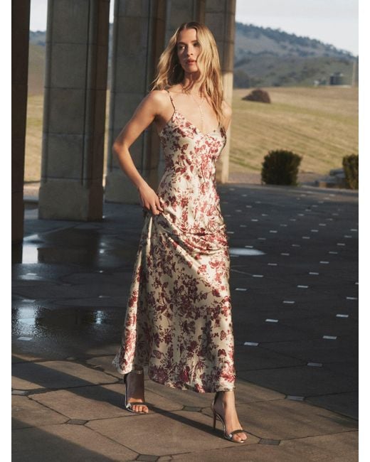 Robe De Soirée En Soie Serita, À Imprimé Toile Papillons L'Agence en coloris White
