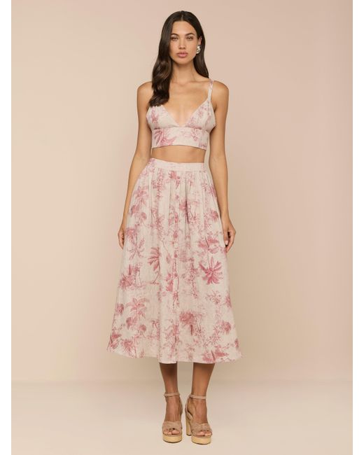 L'Agence Natural Seina Linen Midi Skirt