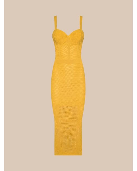 L'Agence Yellow Michelle Knit Dress