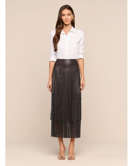 L'Agence Black Karolina Fringe Skirt