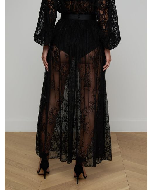 L'Agence Black Alona Lace Maxi Skirt