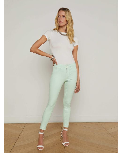 L'Agence Multicolor Margot Coated Cropped Skinny Jean
