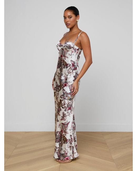 Robe De Soirée En Soie Sayla, Blanc À Imprimé Jungle Papillons Coloré L'Agence en coloris White