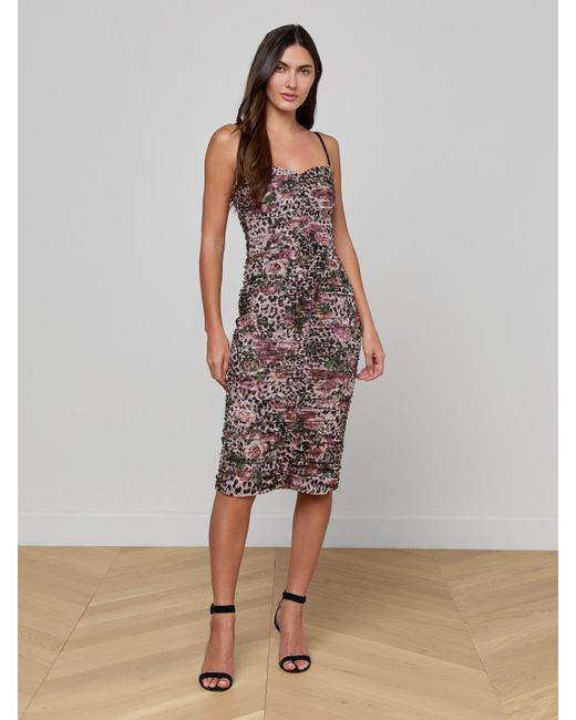 L'Agence Multicolor Caprice Midi Dress