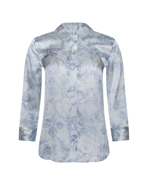 L'Agence Gray Dani Silk Blouse Top