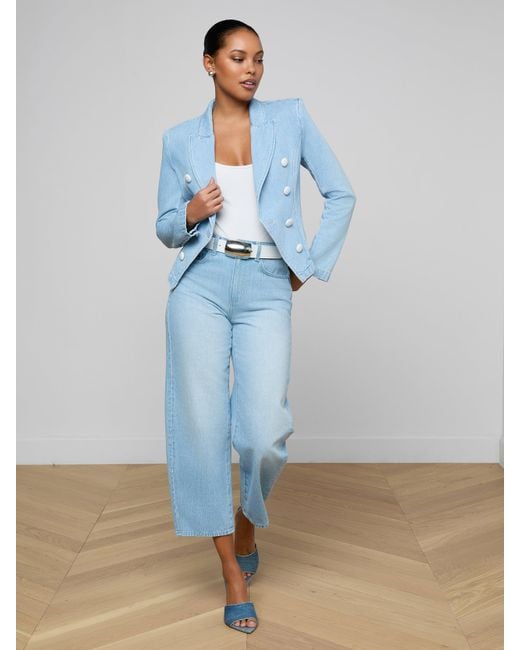 L'Agence Blue Emerson Structured Blazer