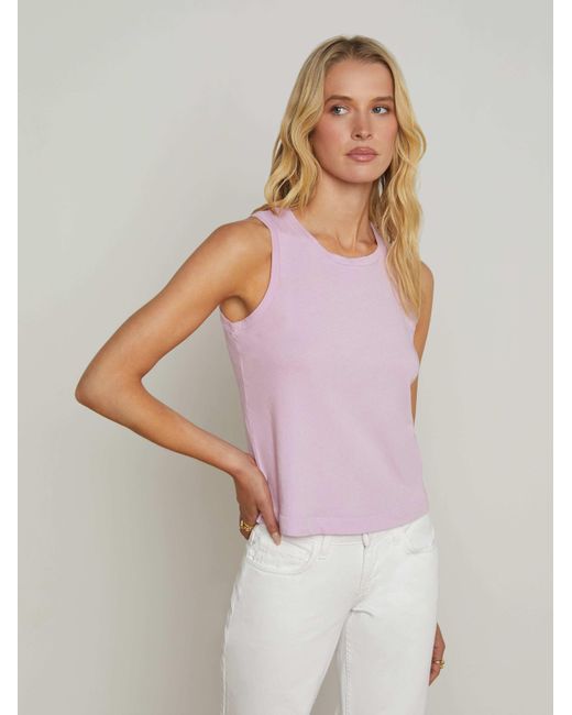 L'Agence Purple Mikaela Cotton Tank Top