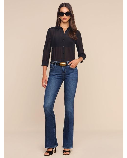L'Agence Black Dani Cotton-Silk Blouse Top