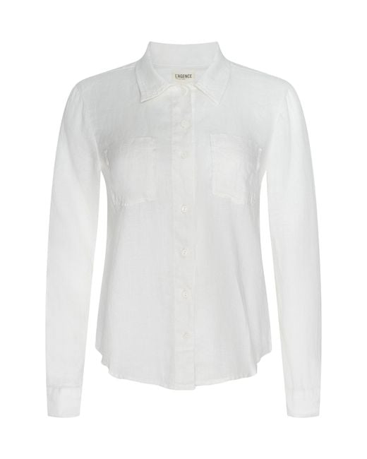 L'Agence White Isla Linen Shirt