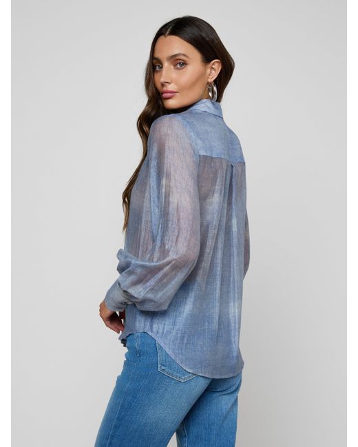 L'Agence Blue Jayleen Blouse Top