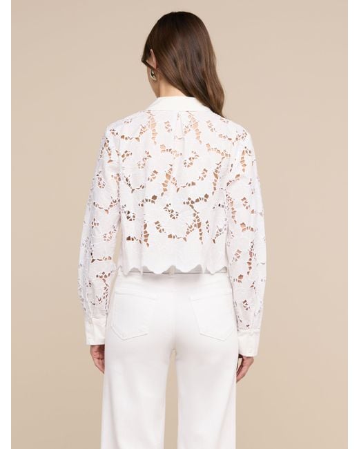 L'Agence White Seychelle Lace Cropped Blouse
