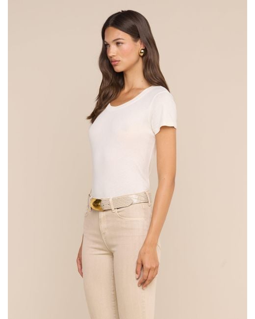 L'Agence White Cory Cotton Scoopneck Tee