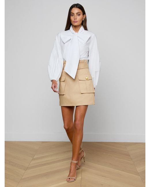 L'Agence Natural Deon Tie-Neck Blouse Top