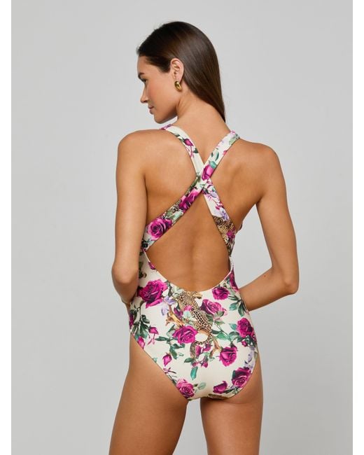 L'Agence Multicolor Lisa Plunge One-Piece Swimsuit