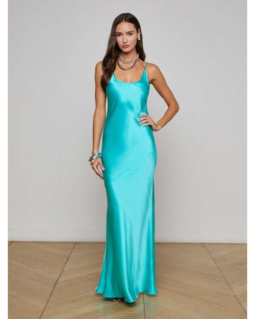 L'Agence Blue Charmaine Silk Gown