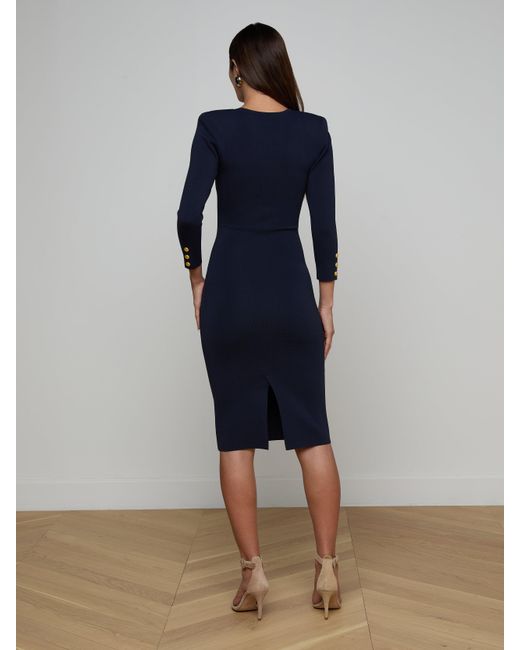 Robe Corset Mi-Longue Mary, Bleu Nuit/Doré L'Agence en coloris Blue