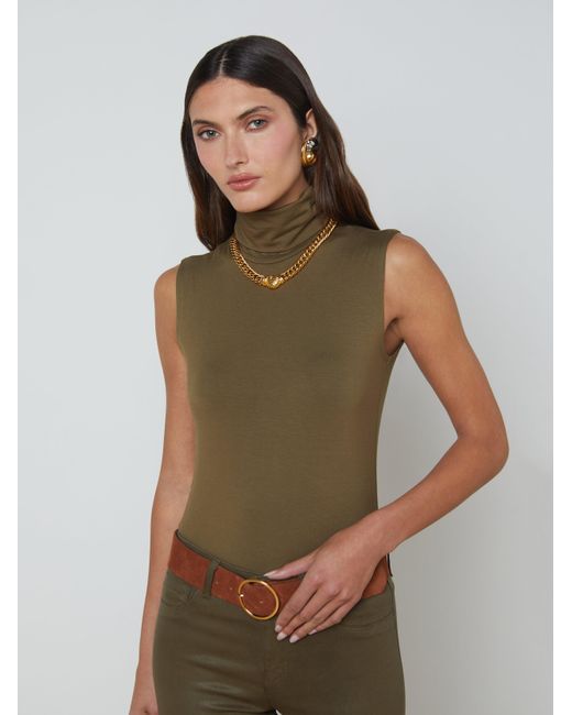 L'Agence Green Ceci Sleeveless Turtleneck