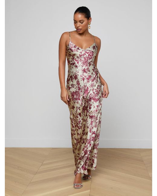 Robe De Soirée En Soie Serita, À Imprimé Toile Papillons L'Agence en coloris White