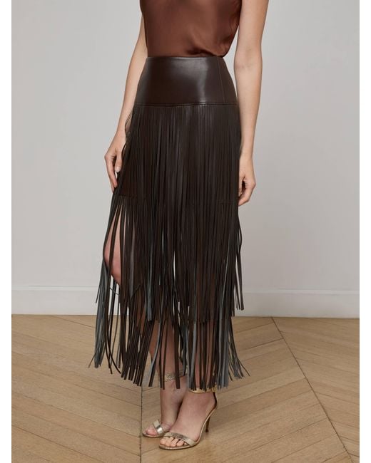 L'Agence Black Karolina Fringe Skirt