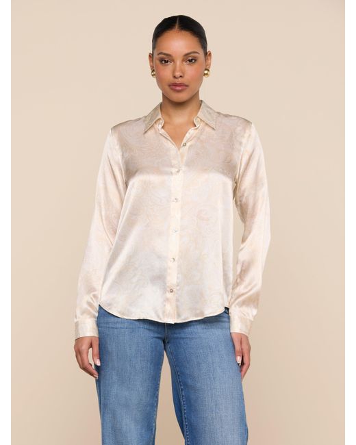 L'Agence Blue Tyler Silk Blouse Top