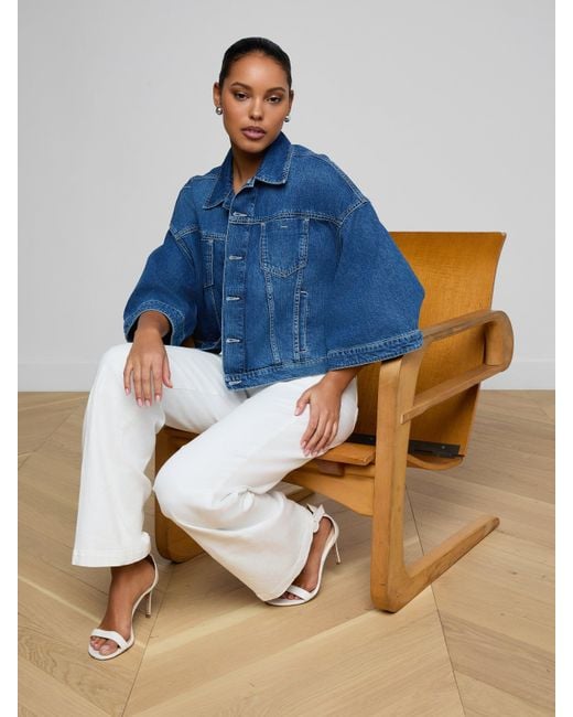 L'Agence Blue Silas Cape Jacket