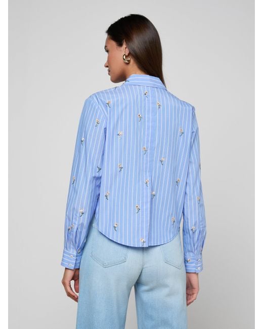 L'Agence Blue Cosette Sequined Shirt