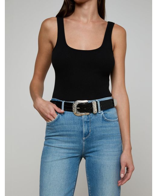 L'Agence Black Otera Leather Belt