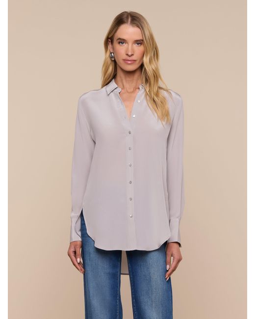 L'Agence Blue Babette Silk Blouse Top