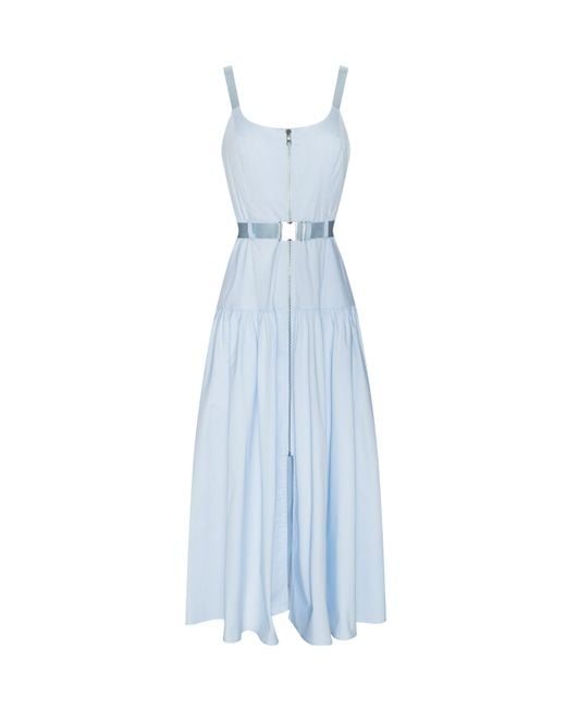 L'Agence Blue Rima Belted Midi Dress
